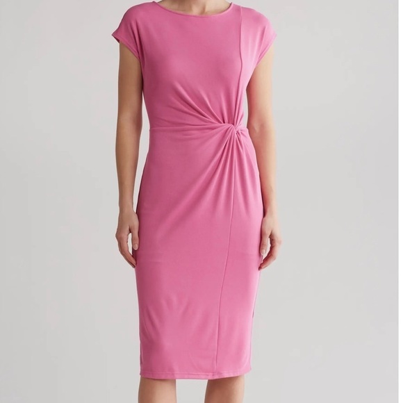 Nordstrom Rack Pink Side Knot Modal Blend Midi Dress NWT  Plus Size 2X - Picture 1 of 2